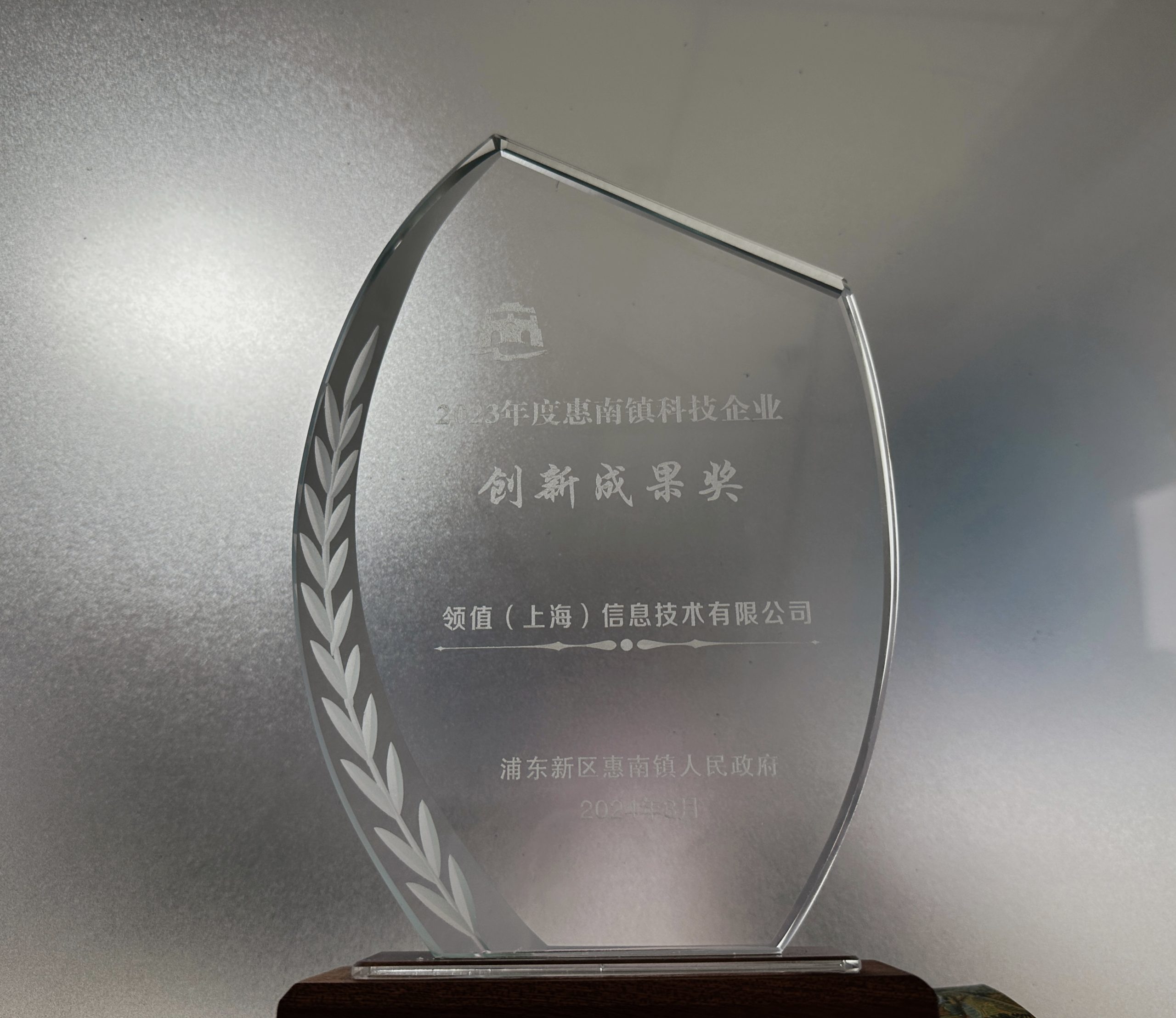 领值公司荣获2023年度惠南镇科技企业创新成果奖-2